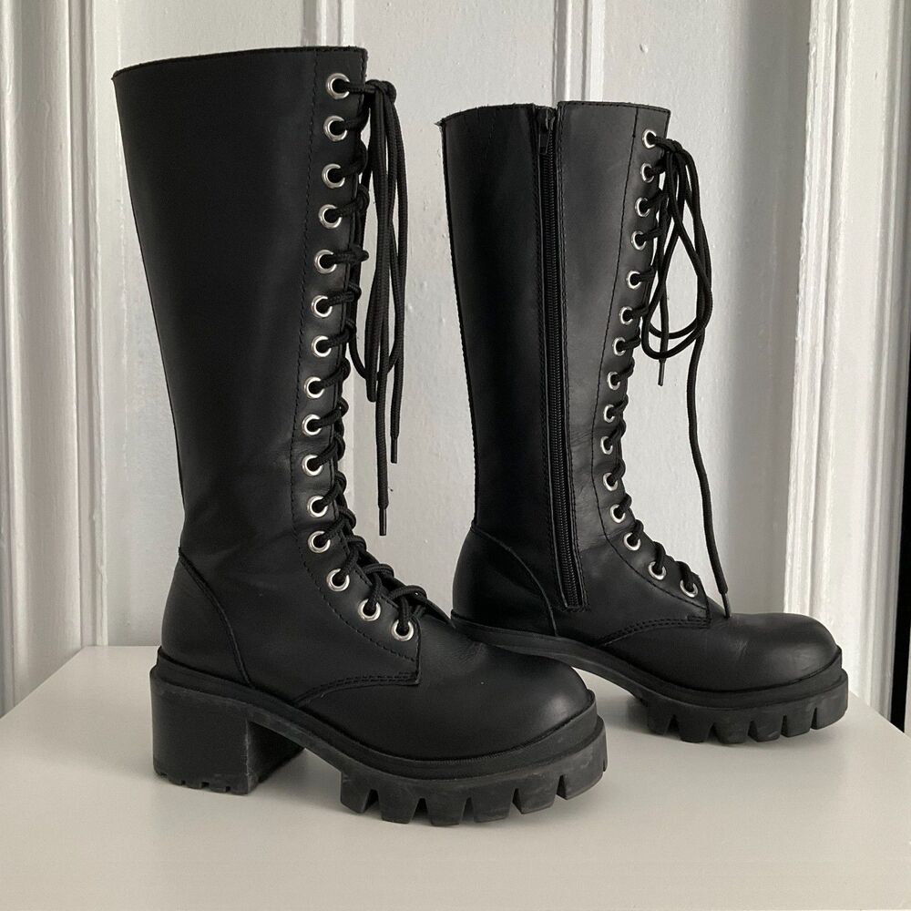 Jeffrey Campbell Black Lace Up Boots